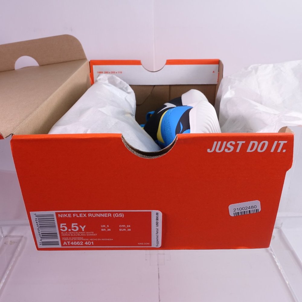 Nike Flex Runner Sneakers AT4662-401 Blue/Yellow - Picture 9 of 11
